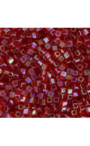 Miyuki square - cubes 1.8mm Beads - Transparent ruby ab SB18-298